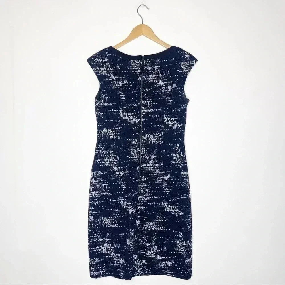Kay Unger Sheath Black Splatter Cap Sleeve Dress Size 10 - Picture 6 of 6
